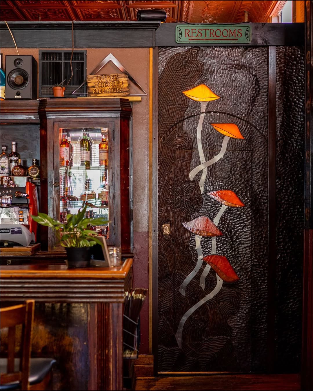 “Through The Looking Glass Door” -with a magic mushroom motif 🍄🔮 in an other w